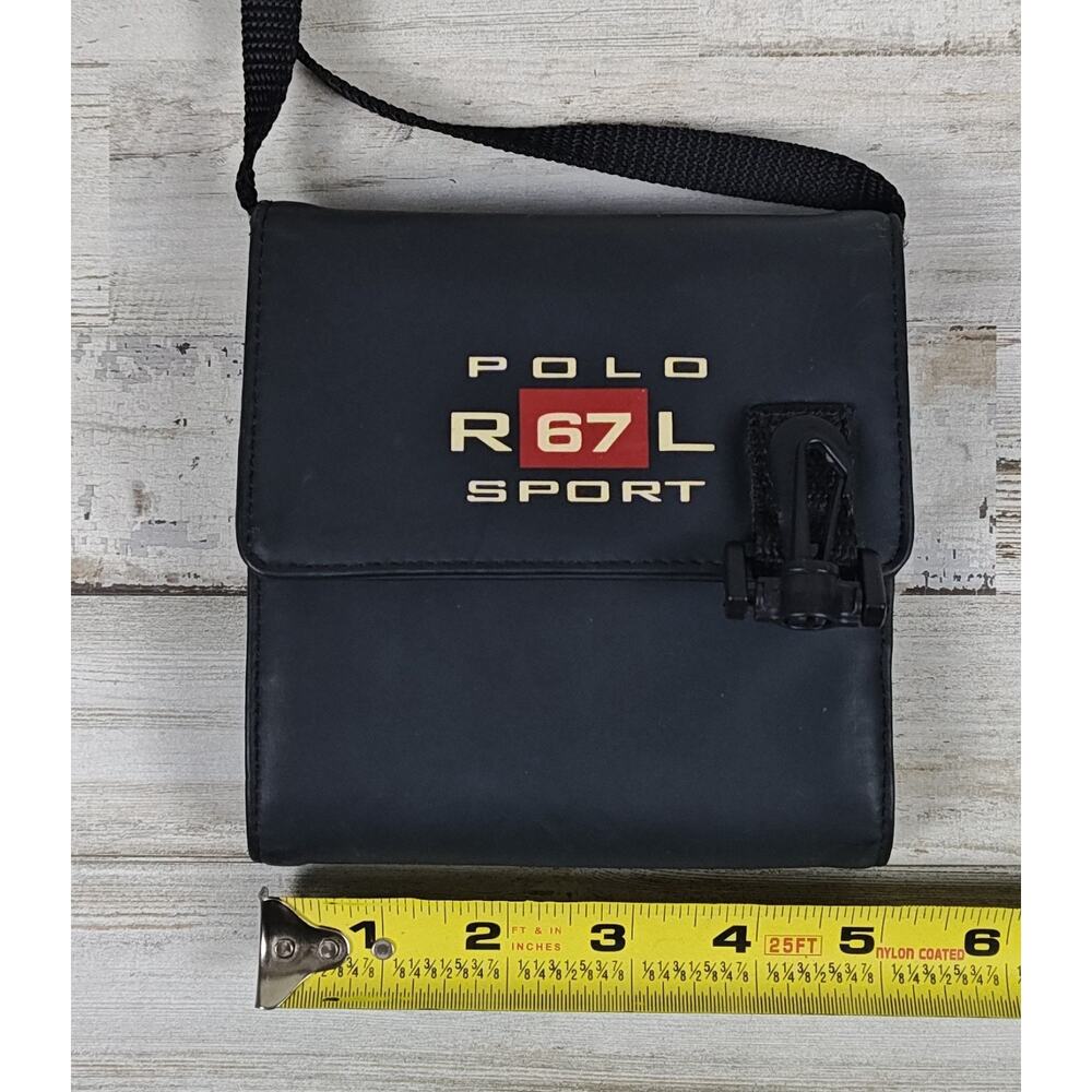 VTG RALPH LAUREN POLO SPORT Mini Crossbody Bag Black w/R67L On Flap 90s-Y2K - Picture 7 of 11